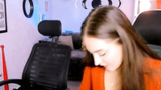 Stasy_4u under the desk